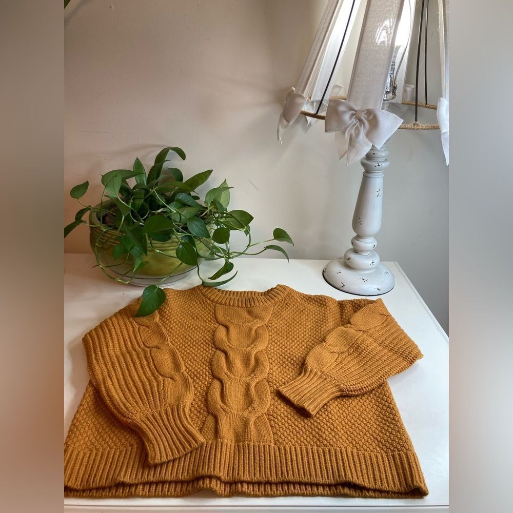 J. CREW XXS Cable-knit Preppy Wool Blend Balloon sleeve sweater